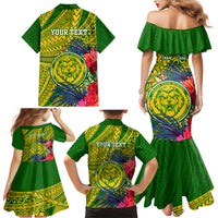 Personalised Leone High School Family Matching Mermaid Dress and Hawaiian Shirt American Samoa Schools Polynesian Tropical Flowers - Wonder Print Shop