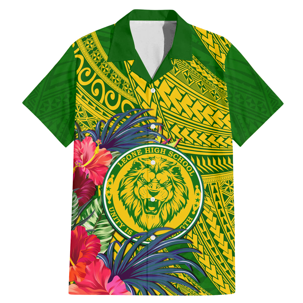 Personalised Leone High School Family Matching Mermaid Dress and Hawaiian Shirt American Samoa Schools Polynesian Tropical Flowers - Wonder Print Shop