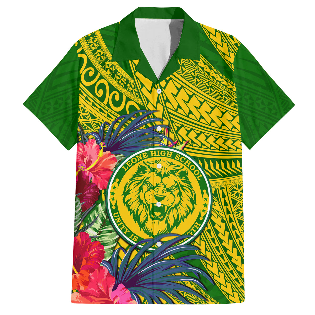 Personalised Leone High School Family Matching Off Shoulder Short Dress and Hawaiian Shirt American Samoa Schools Polynesian Tropical Flowers - Wonder Print Shop