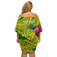 Personalised Leone High School Family Matching Off Shoulder Short Dress and Hawaiian Shirt American Samoa Schools Polynesian Tropical Flowers - Wonder Print Shop