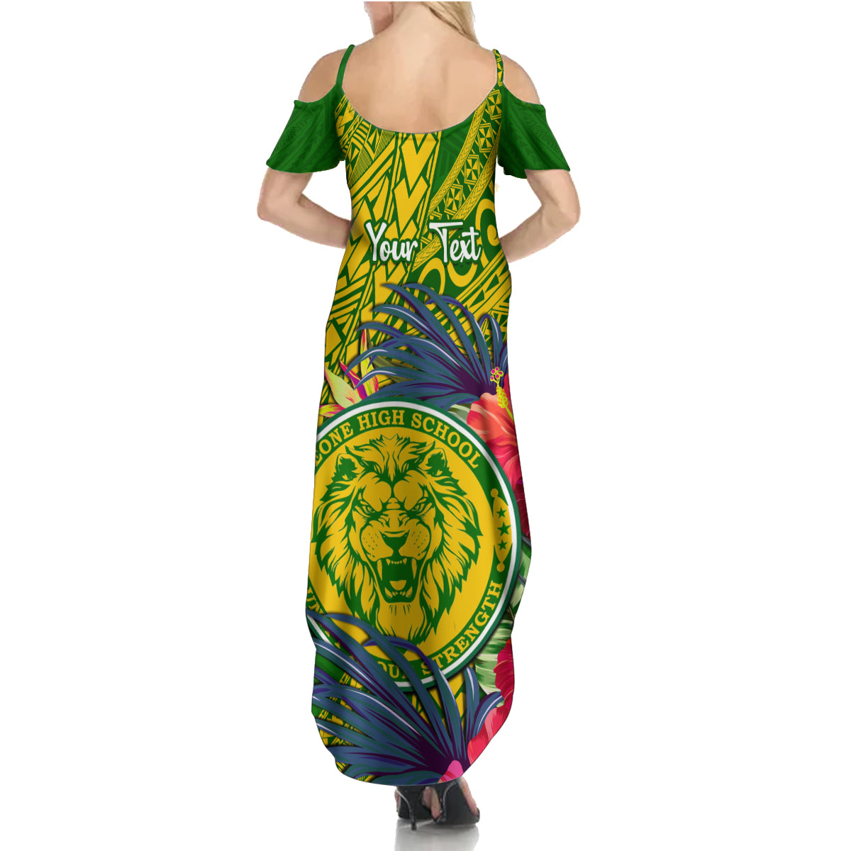 Personalised Leone High School Family Matching Summer Maxi Dress and Hawaiian Shirt American Samoa Schools Polynesian Tropical Flowers - Wonder Print Shop