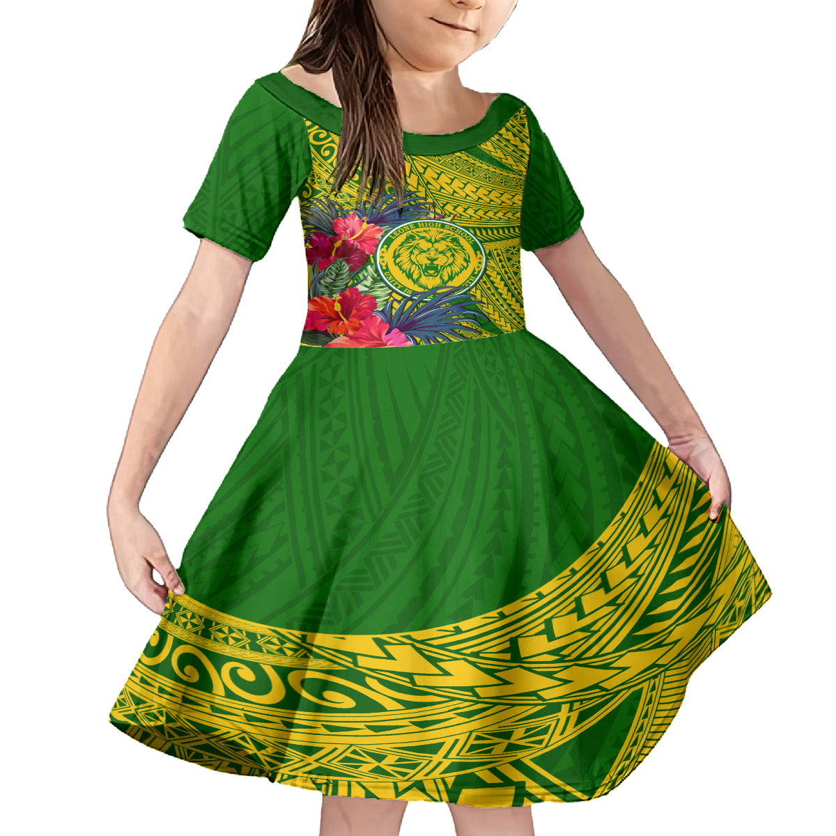 Personalised Leone High School Family Matching Tank Maxi Dress and Hawaiian Shirt American Samoa Schools Polynesian Tropical Flowers - Wonder Print Shop