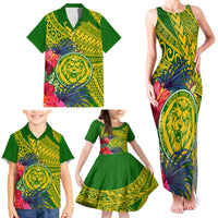 Personalised Leone High School Family Matching Tank Maxi Dress and Hawaiian Shirt American Samoa Schools Polynesian Tropical Flowers - Wonder Print Shop