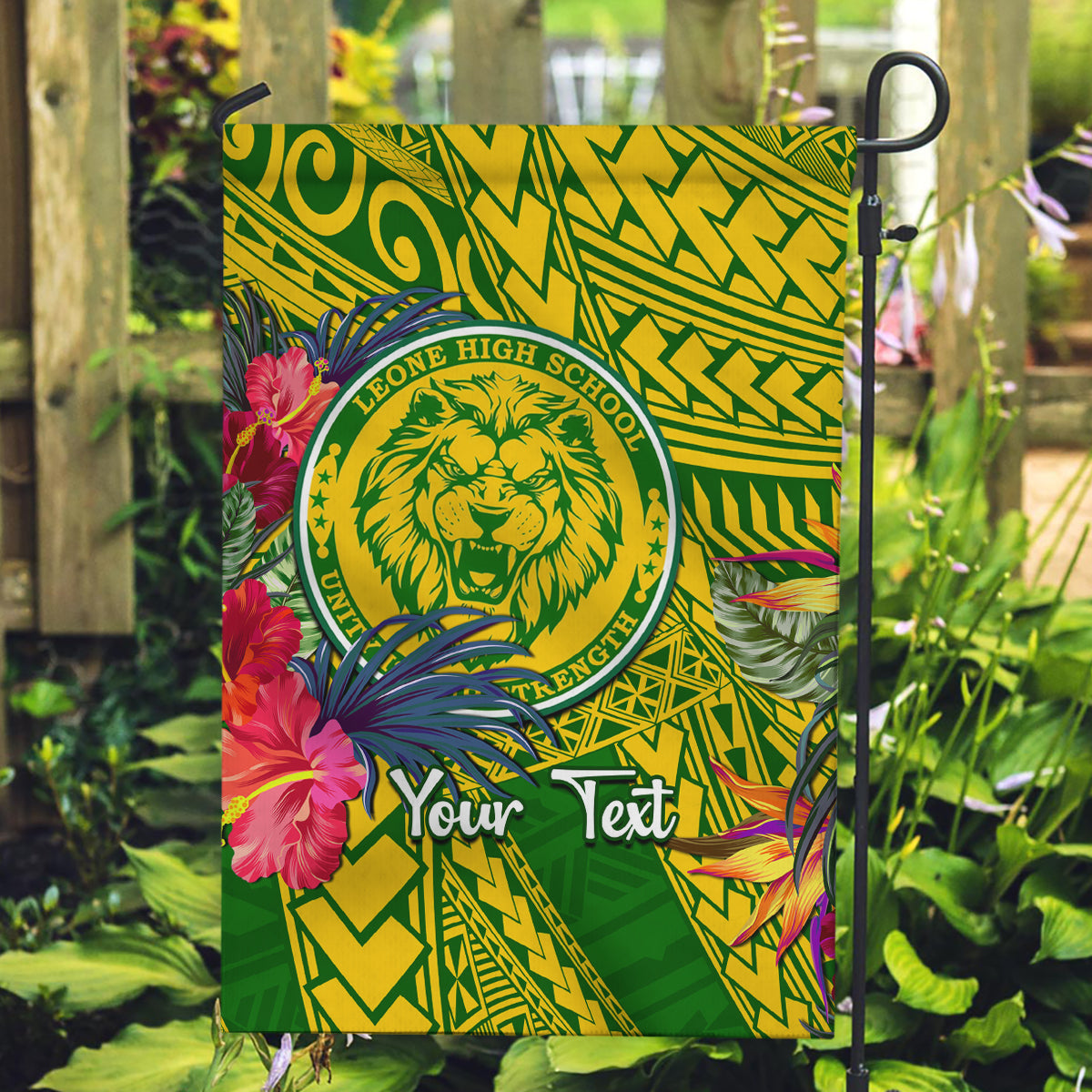 Personalised Leone High School Garden Flag American Samoa Schools Polynesian Tropical Flowers - Wonder Print Shop