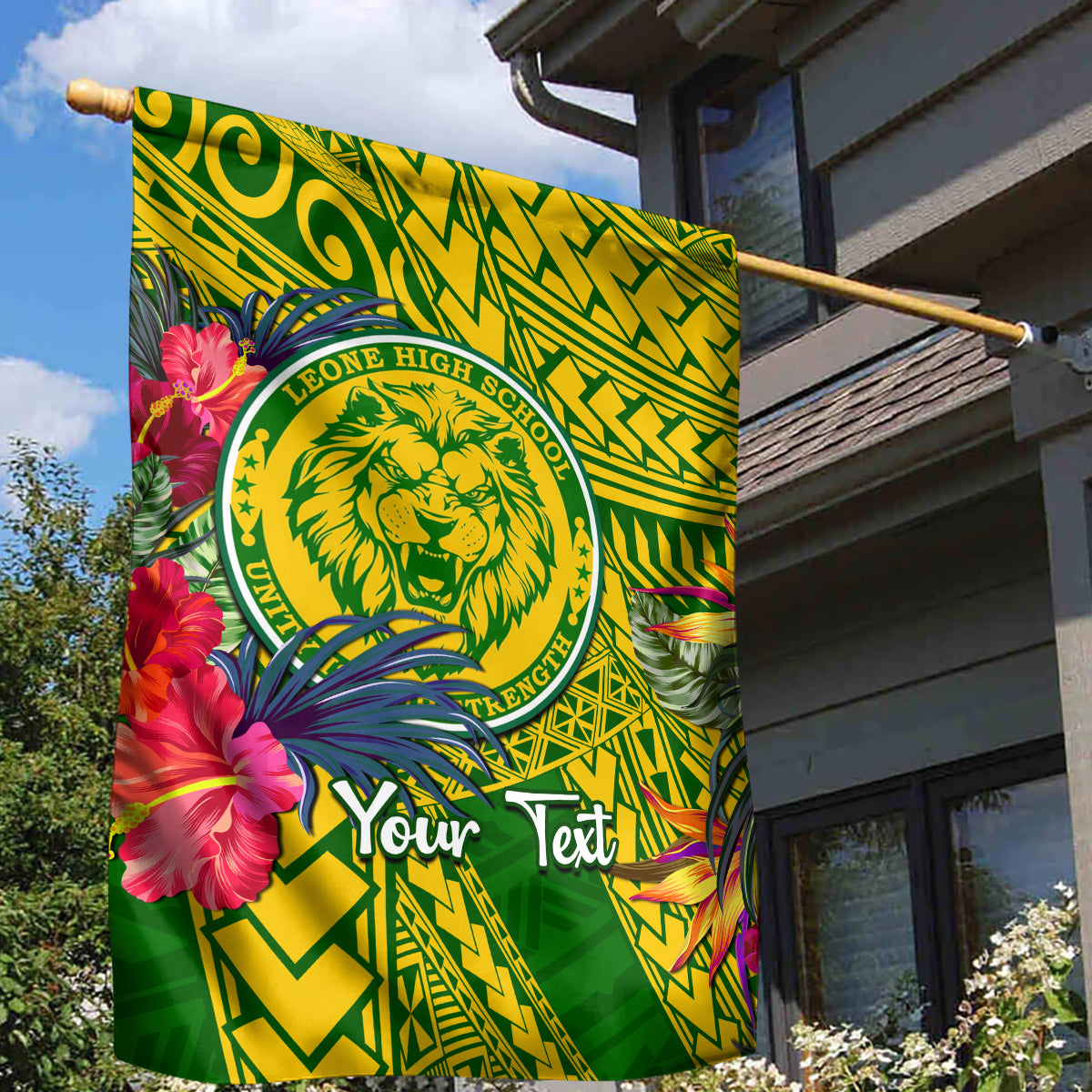 Personalised Leone High School Garden Flag American Samoa Schools Polynesian Tropical Flowers - Wonder Print Shop