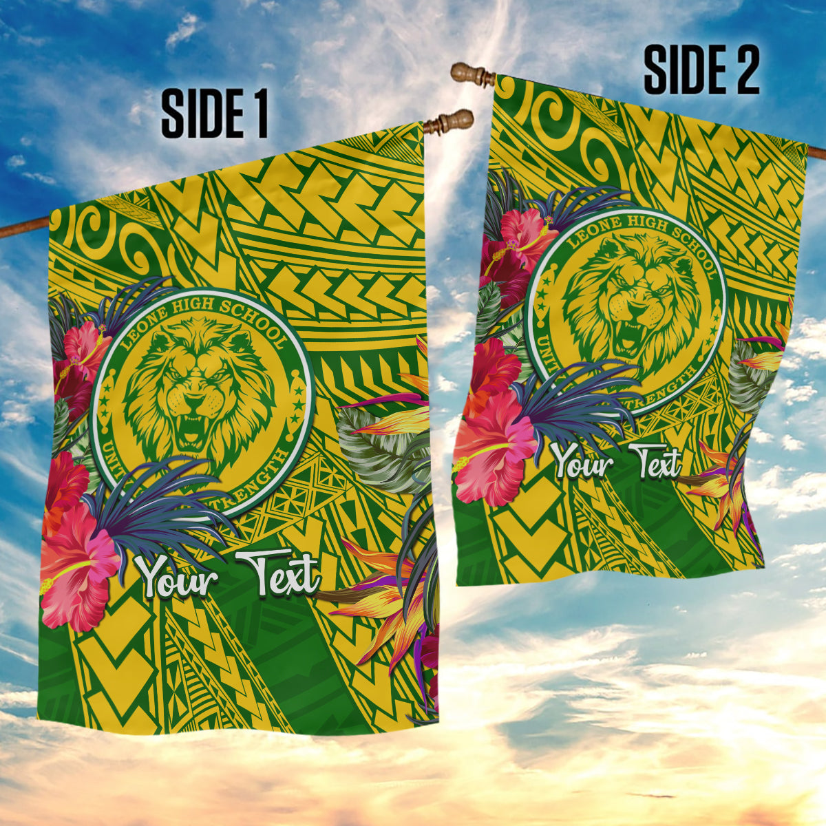 Personalised Leone High School Garden Flag American Samoa Schools Polynesian Tropical Flowers - Wonder Print Shop
