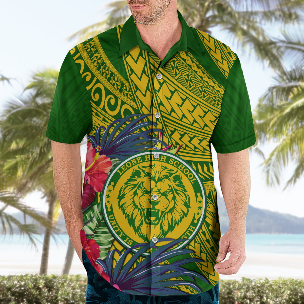 Personalised Leone High School Hawaiian Shirt American Samoa Schools Polynesian Tropical Flowers - Wonder Print Shop