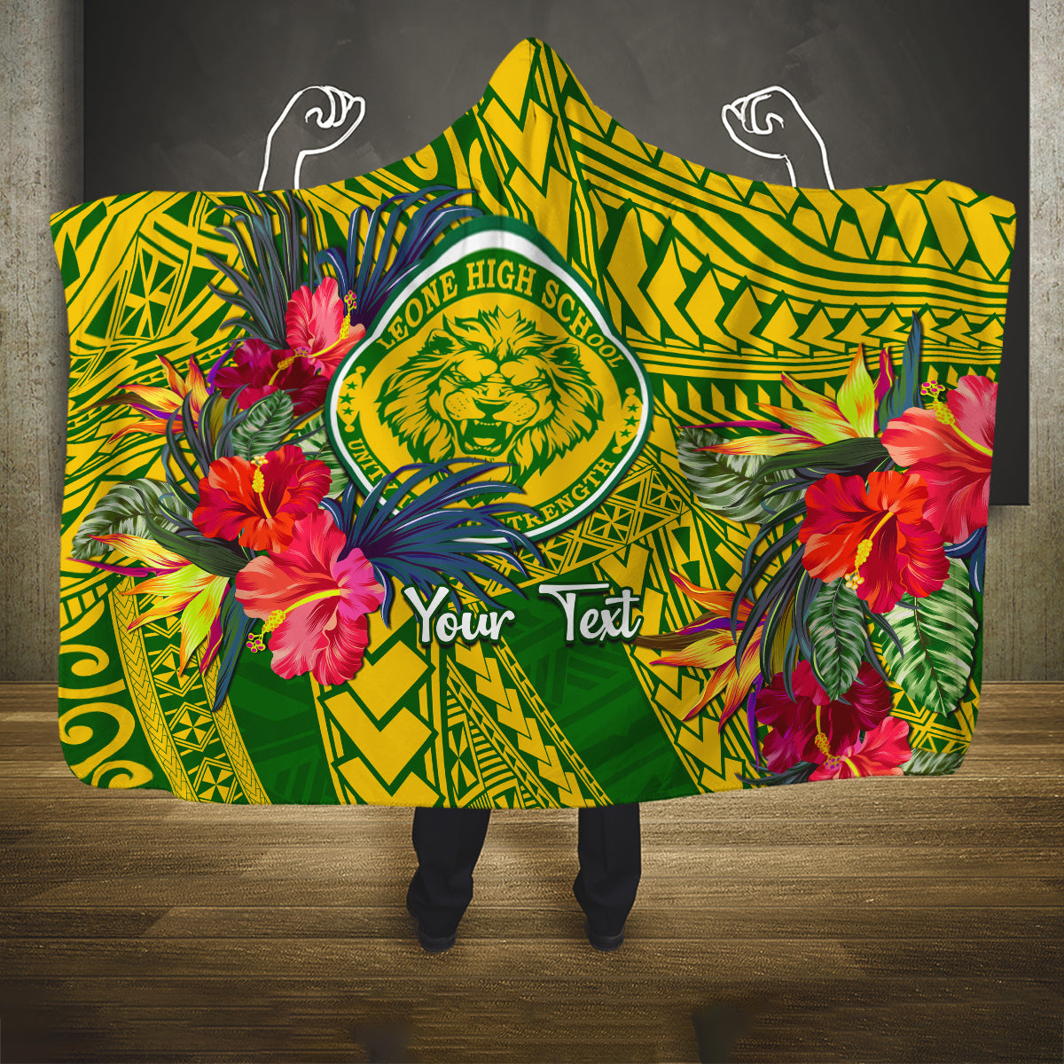 personalised-leone-high-school-hooded-blanket-american-samoa-schools-polynesian-tropical-flowers