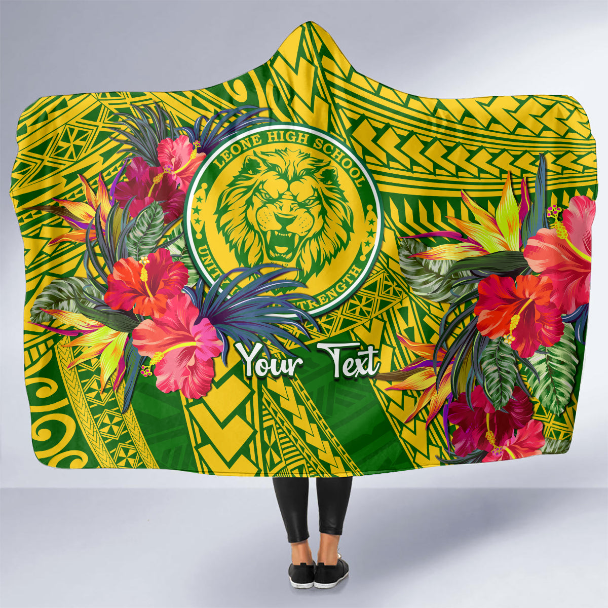 personalised-leone-high-school-hooded-blanket-american-samoa-schools-polynesian-tropical-flowers