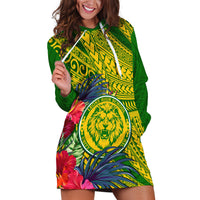 Personalised Leone High School Hoodie Dress American Samoa Schools Polynesian Tropical Flowers - Wonder Print Shop