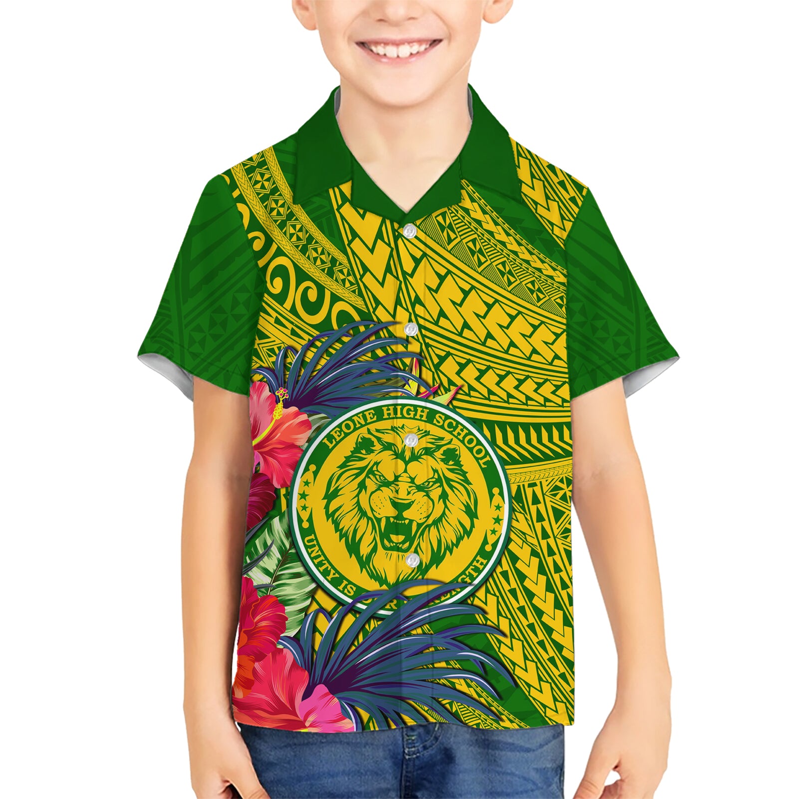 Personalised Leone High School Kid Hawaiian Shirt American Samoa Schools Polynesian Tropical Flowers - Wonder Print Shop