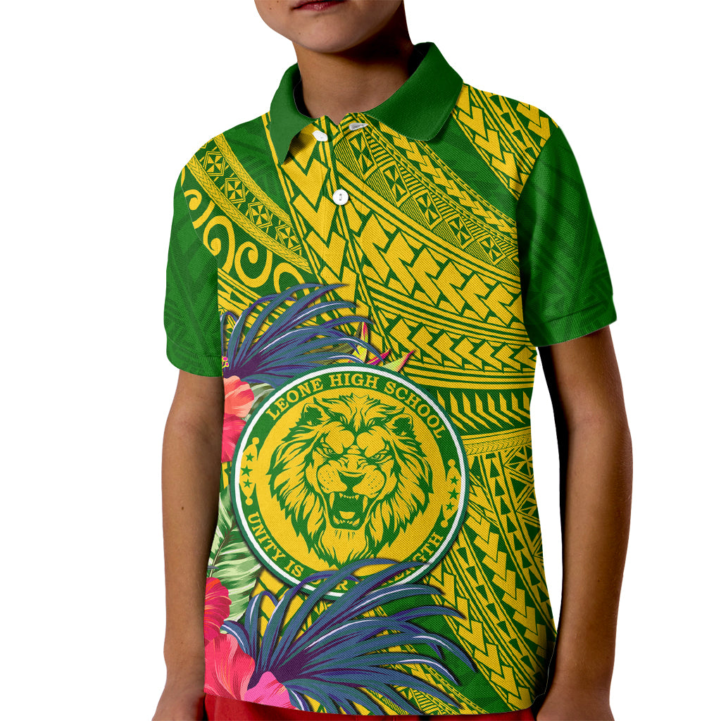 Personalised Leone High School Kid Polo Shirt American Samoa Schools Polynesian Tropical Flowers - Wonder Print Shop