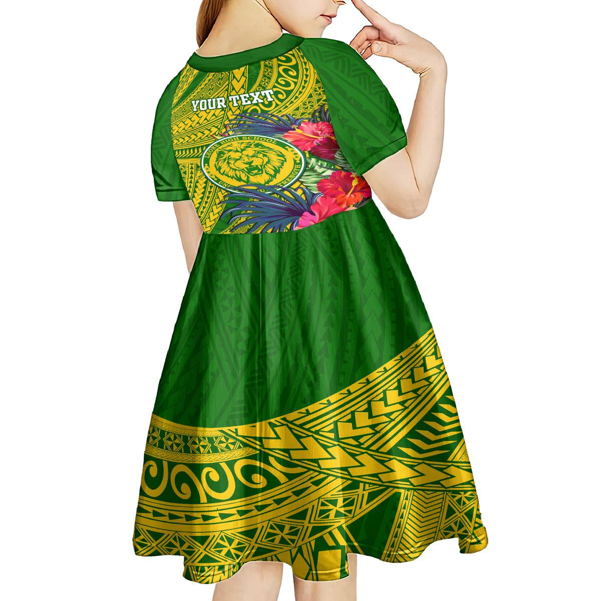 Personalised Leone High School Kid Short Sleeve Dress American Samoa Schools Polynesian Tropical Flowers - Wonder Print Shop