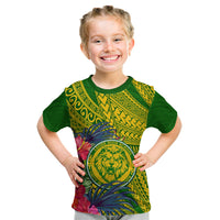 Personalised Leone High School Kid T Shirt American Samoa Schools Polynesian Tropical Flowers - Wonder Print Shop