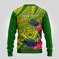 Personalised Leone High School Ugly Christmas Sweater American Samoa Schools Polynesian Tropical Flowers - Wonder Print Shop