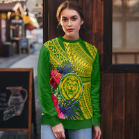 Personalised Leone High School Ugly Christmas Sweater American Samoa Schools Polynesian Tropical Flowers - Wonder Print Shop