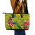 Personalised Leone High School Leather Tote Bag American Samoa Schools Polynesian Tropical Flowers - Wonder Print Shop