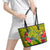 Personalised Leone High School Leather Tote Bag American Samoa Schools Polynesian Tropical Flowers - Wonder Print Shop