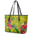 Personalised Leone High School Leather Tote Bag American Samoa Schools Polynesian Tropical Flowers - Wonder Print Shop