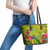 Personalised Leone High School Leather Tote Bag American Samoa Schools Polynesian Tropical Flowers - Wonder Print Shop