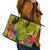 Personalised Leone High School Leather Tote Bag American Samoa Schools Polynesian Tropical Flowers - Wonder Print Shop
