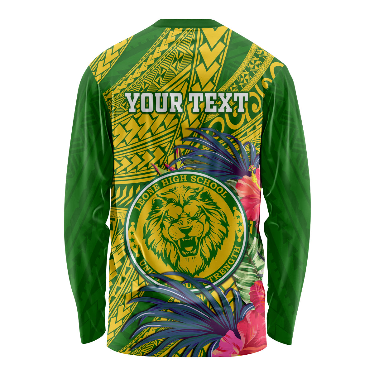 Personalised Leone High School Long Sleeve Shirt American Samoa Schools Polynesian Tropical Flowers - Wonder Print Shop
