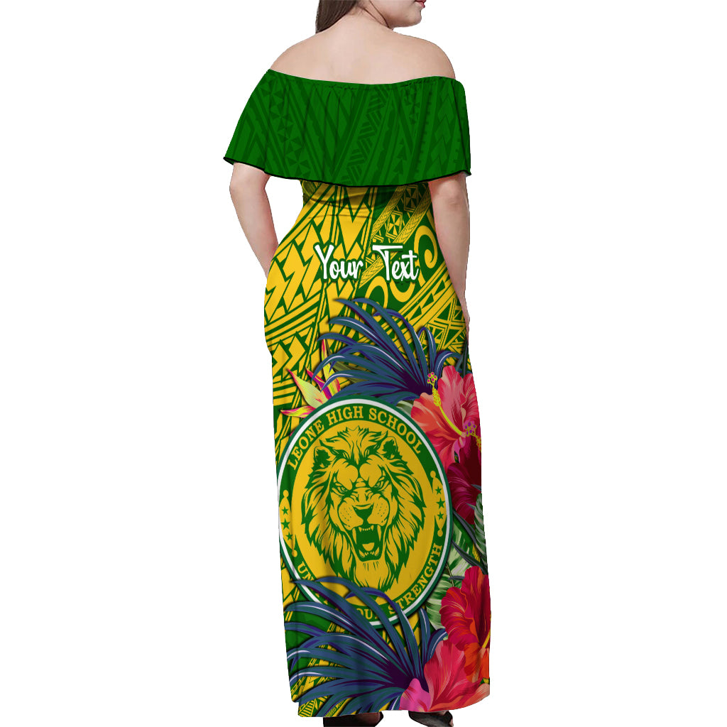 Personalised Leone High School Off Shoulder Maxi Dress American Samoa Schools Polynesian Tropical Flowers - Wonder Print Shop