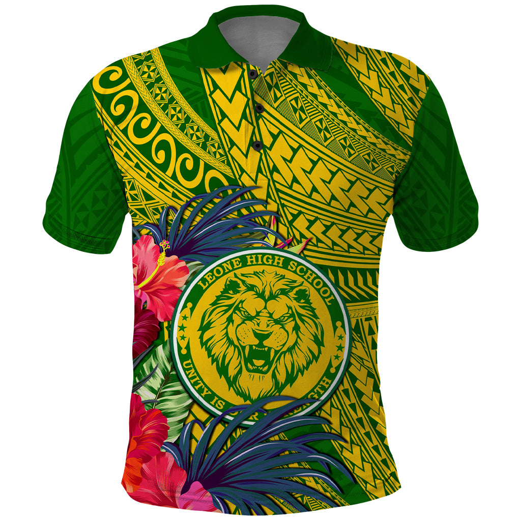 Personalised Leone High School Polo Shirt American Samoa Schools Polynesian Tropical Flowers - Wonder Print Shop