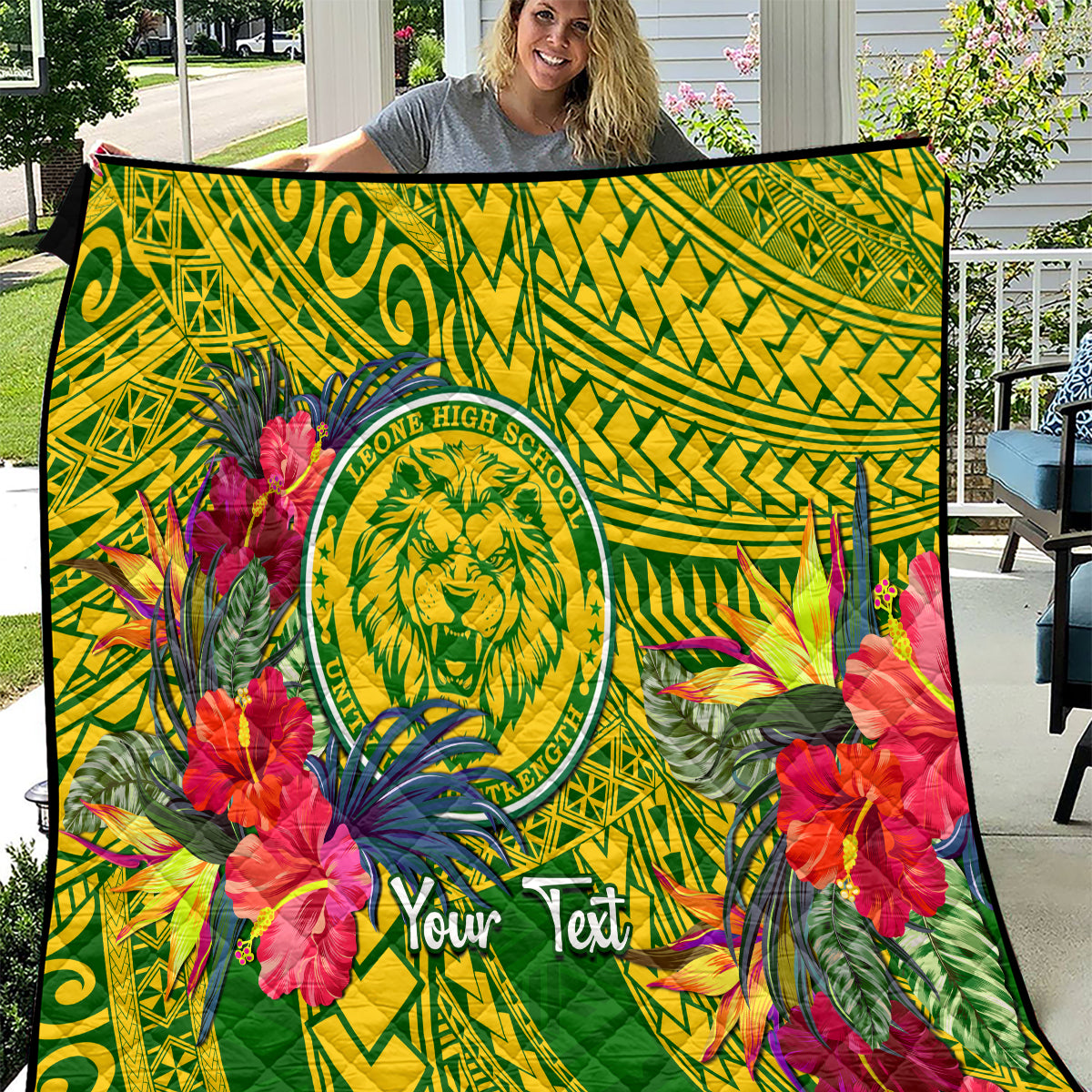 Personalised Leone High School Quilt American Samoa Schools Polynesian Tropical Flowers - Wonder Print Shop