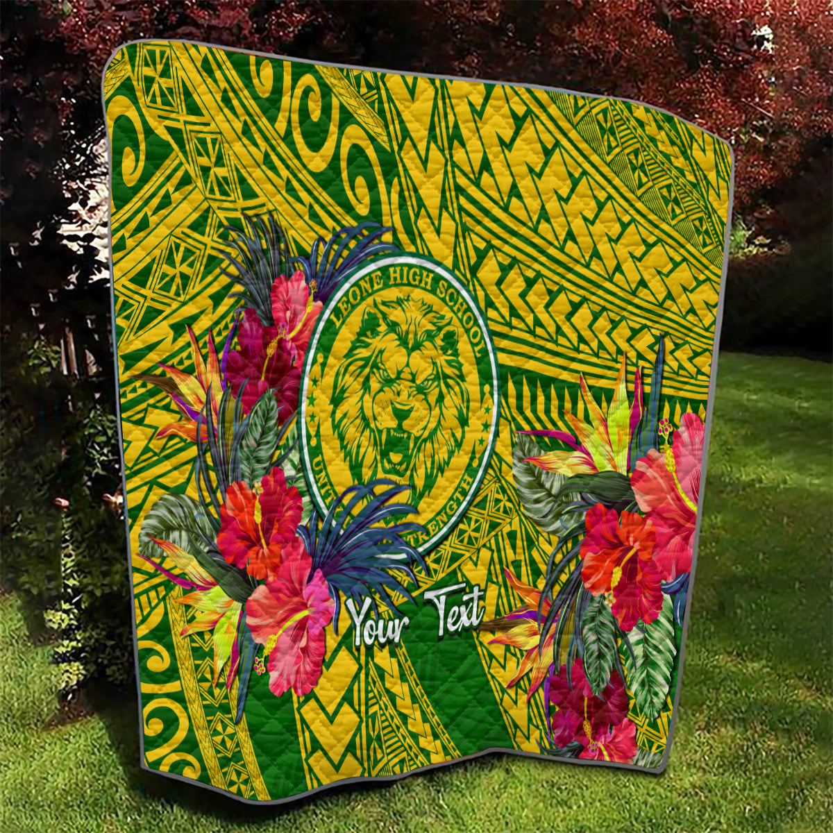 Personalised Leone High School Quilt American Samoa Schools Polynesian Tropical Flowers - Wonder Print Shop