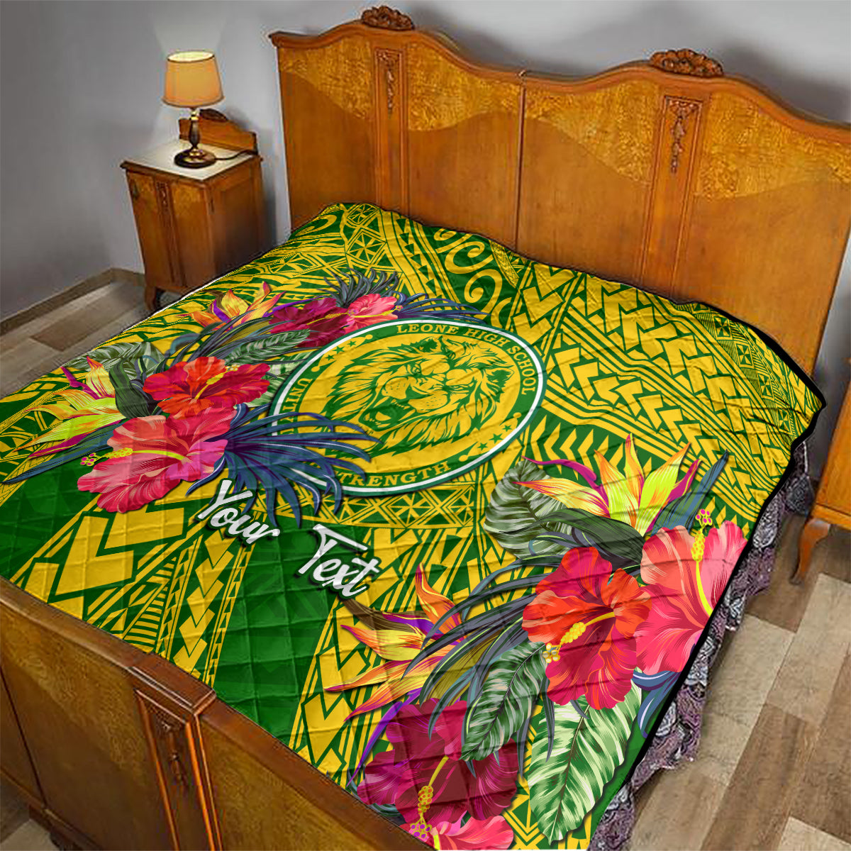 Personalised Leone High School Quilt American Samoa Schools Polynesian Tropical Flowers - Wonder Print Shop