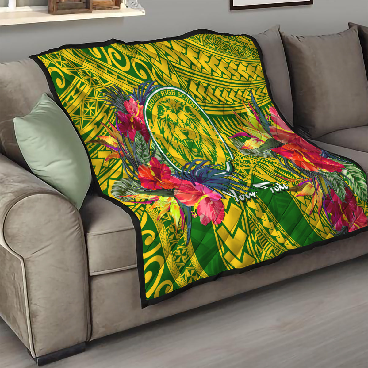 Personalised Leone High School Quilt American Samoa Schools Polynesian Tropical Flowers - Wonder Print Shop