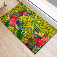 Personalised Leone High School Rubber Doormat American Samoa Schools Polynesian Tropical Flowers - Wonder Print Shop