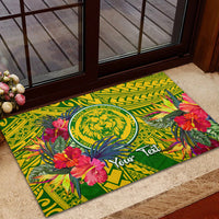 Personalised Leone High School Rubber Doormat American Samoa Schools Polynesian Tropical Flowers - Wonder Print Shop