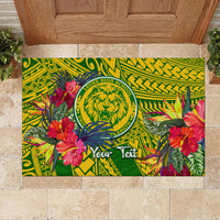 Personalised Leone High School Rubber Doormat American Samoa Schools Polynesian Tropical Flowers - Wonder Print Shop