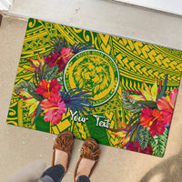 Personalised Leone High School Rubber Doormat American Samoa Schools Polynesian Tropical Flowers - Wonder Print Shop