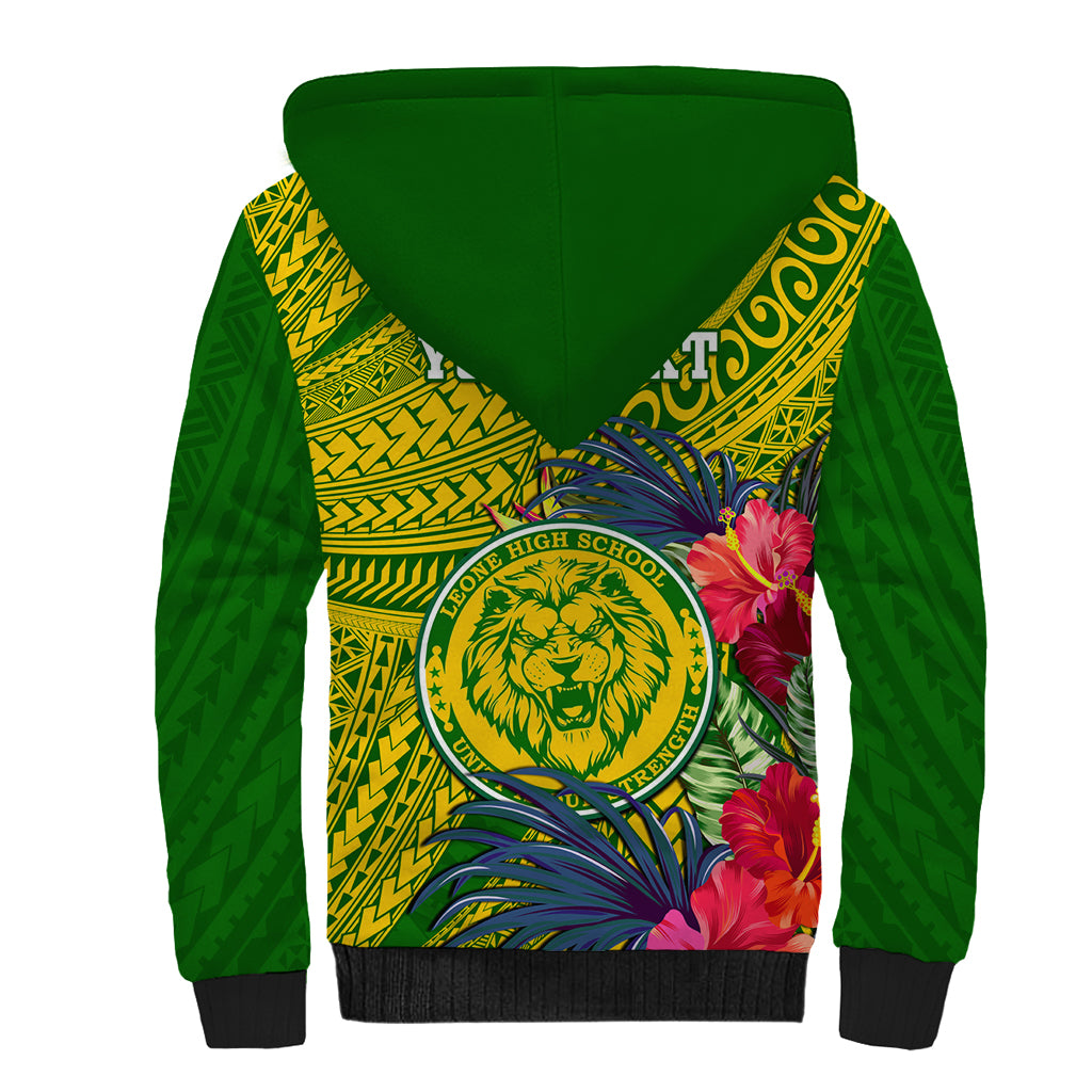 Personalised Leone High School Sherpa Hoodie American Samoa Schools Polynesian Tropical Flowers - Wonder Print Shop
