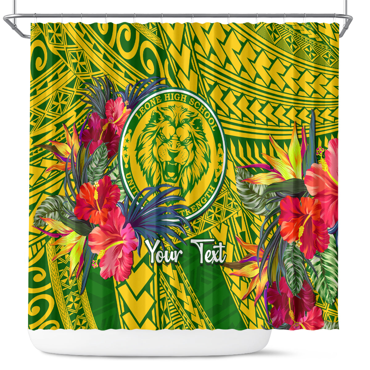 personalised-leone-high-school-shower-curtain-american-samoa-schools-polynesian-tropical-flowers