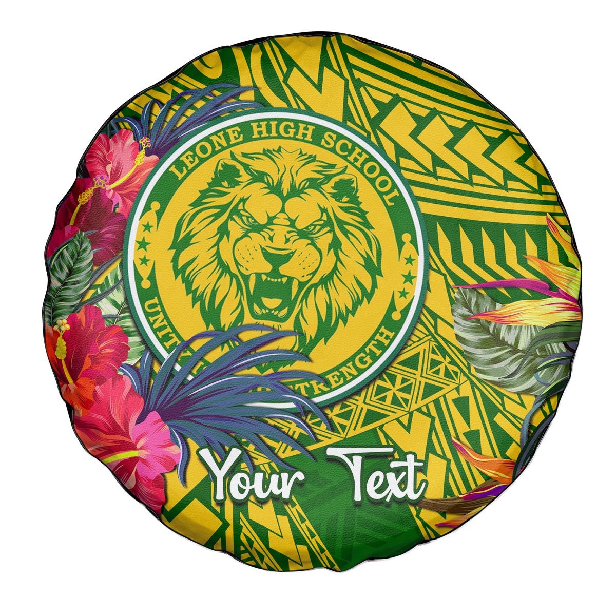 Personalised Leone High School Spare Tire Cover American Samoa Schools Polynesian Tropical Flowers - Wonder Print Shop