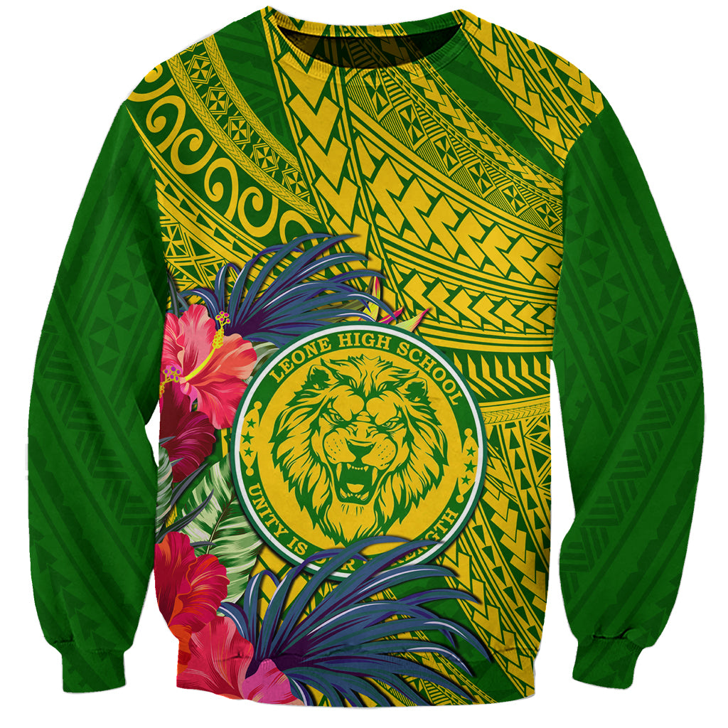 Personalised Leone High School Sweatshirt American Samoa Schools Polynesian Tropical Flowers - Wonder Print Shop