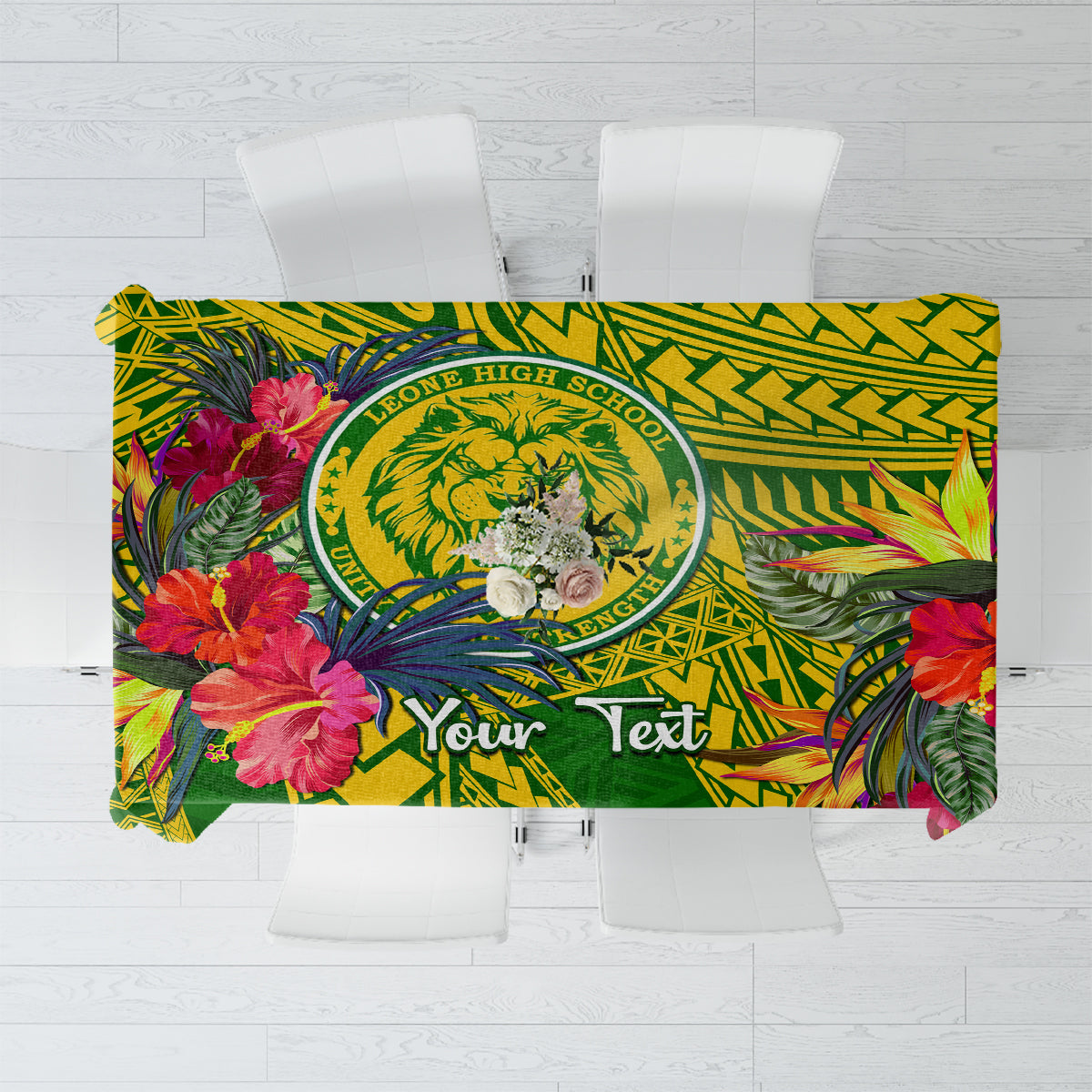 Personalised Leone High School Tablecloth American Samoa Schools Polynesian Tropical Flowers - Wonder Print Shop
