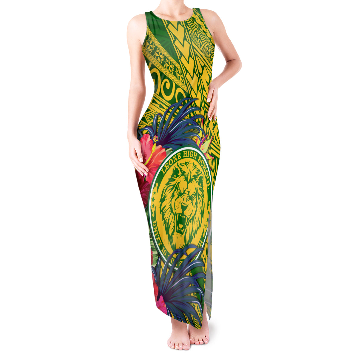 Personalised Leone High School Tank Maxi Dress American Samoa Schools Polynesian Tropical Flowers - Wonder Print Shop