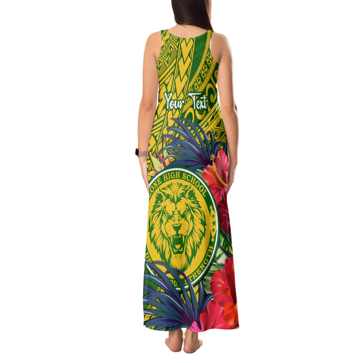 Personalised Leone High School Tank Maxi Dress American Samoa Schools Polynesian Tropical Flowers - Wonder Print Shop