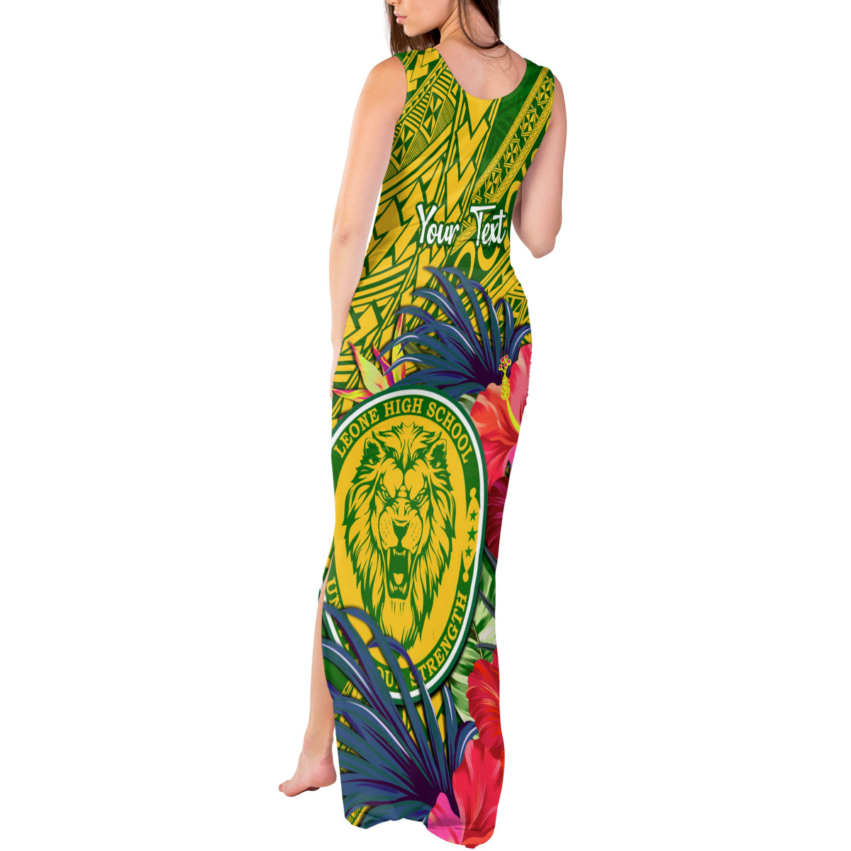 Personalised Leone High School Tank Maxi Dress American Samoa Schools Polynesian Tropical Flowers - Wonder Print Shop