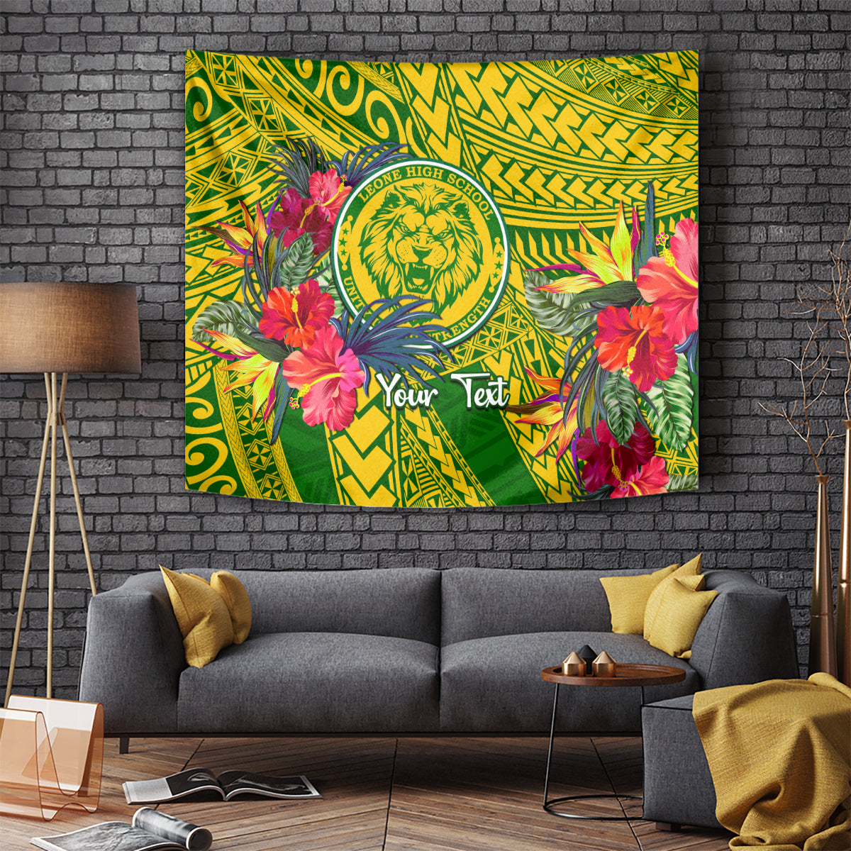 Personalised Leone High School Tapestry American Samoa Schools Polynesian Tropical Flowers - Wonder Print Shop