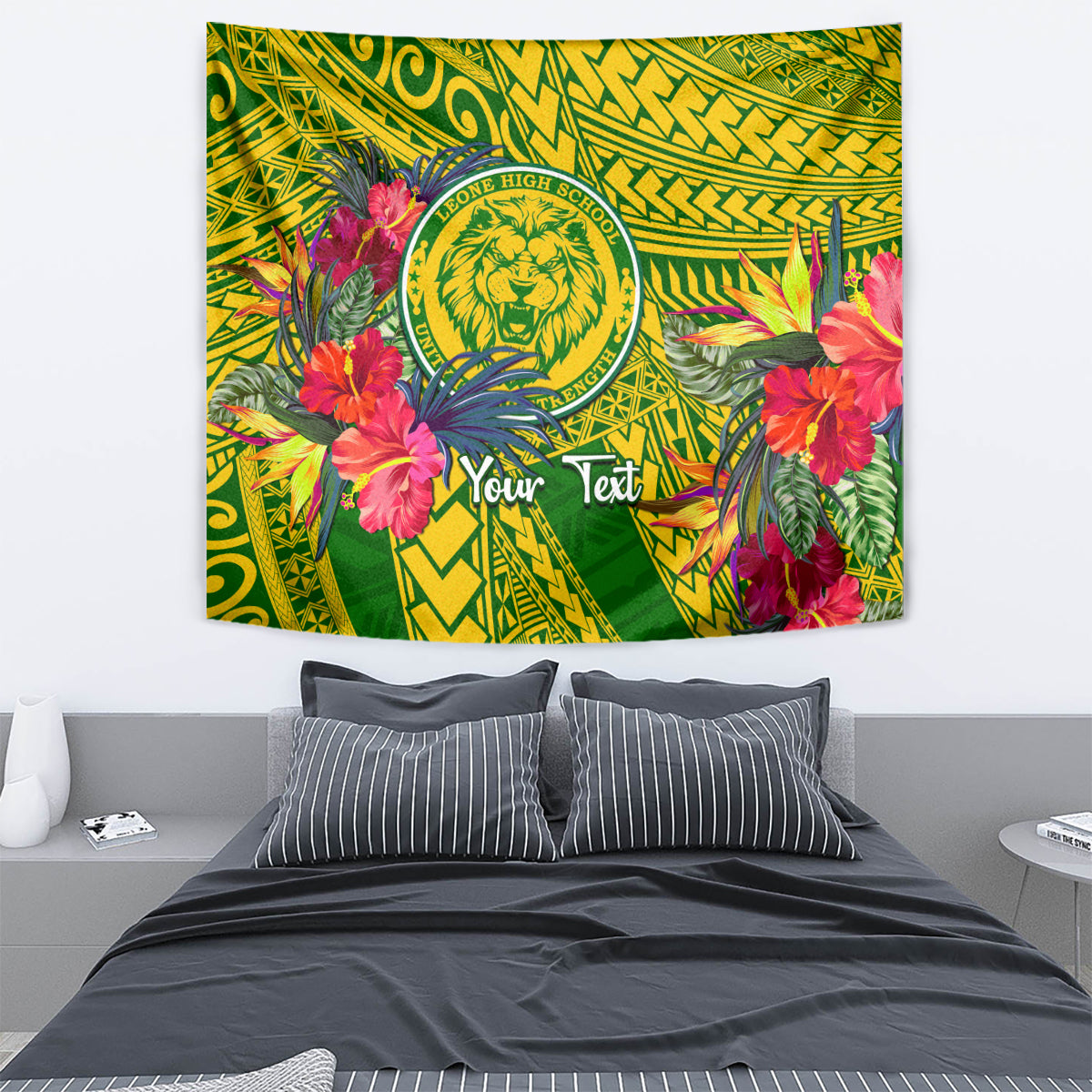 Personalised Leone High School Tapestry American Samoa Schools Polynesian Tropical Flowers - Wonder Print Shop