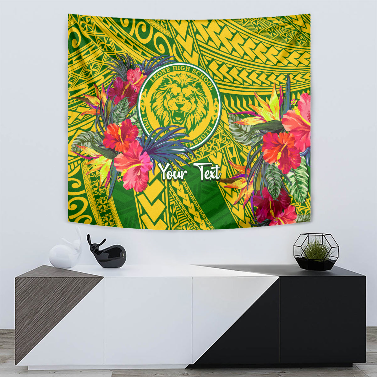 Personalised Leone High School Tapestry American Samoa Schools Polynesian Tropical Flowers - Wonder Print Shop