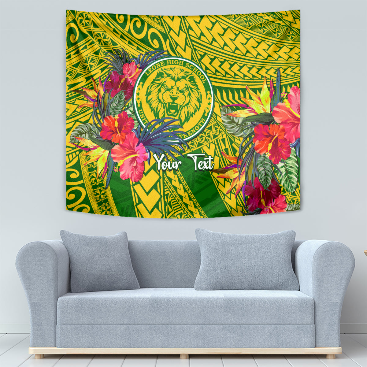 Personalised Leone High School Tapestry American Samoa Schools Polynesian Tropical Flowers - Wonder Print Shop