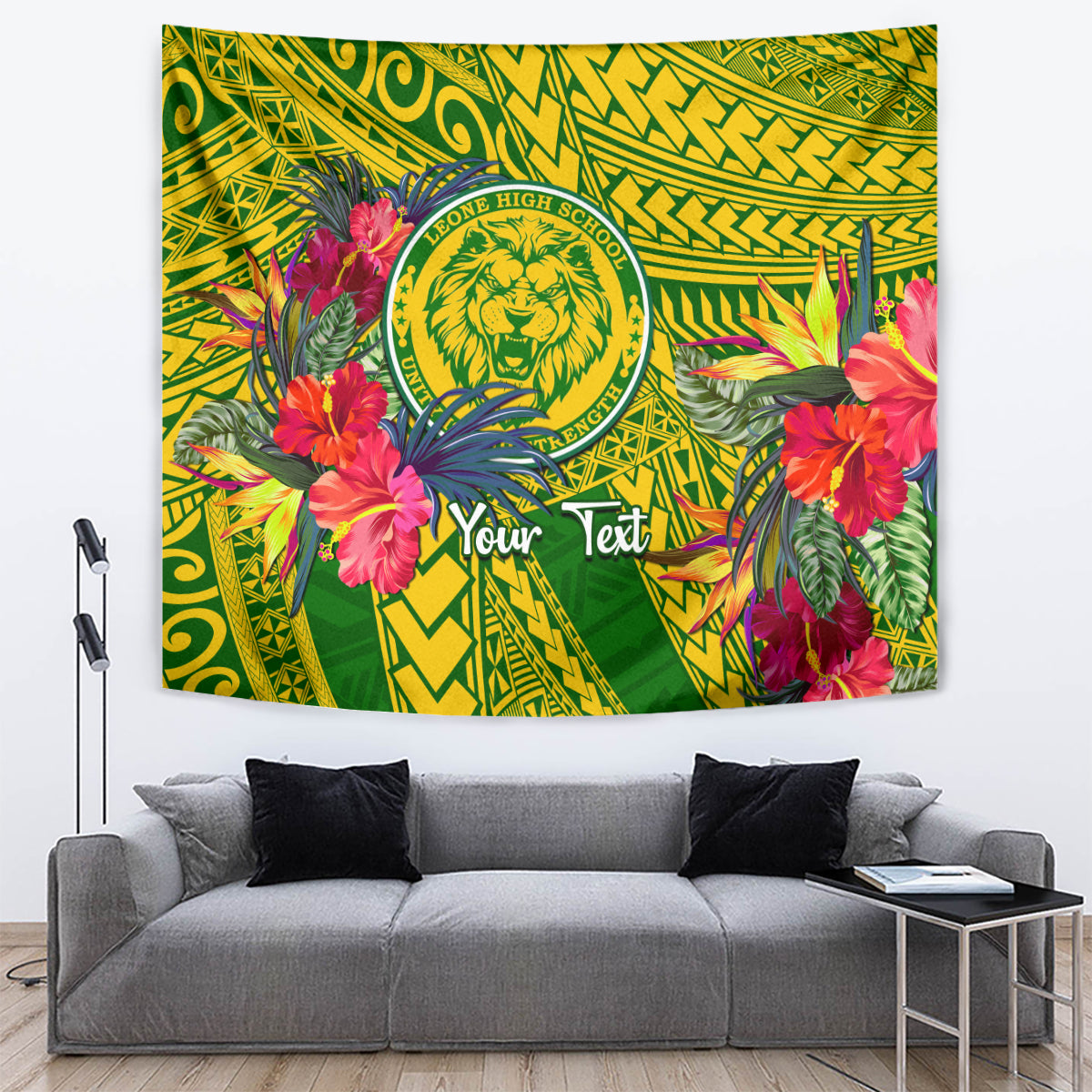 Personalised Leone High School Tapestry American Samoa Schools Polynesian Tropical Flowers - Wonder Print Shop