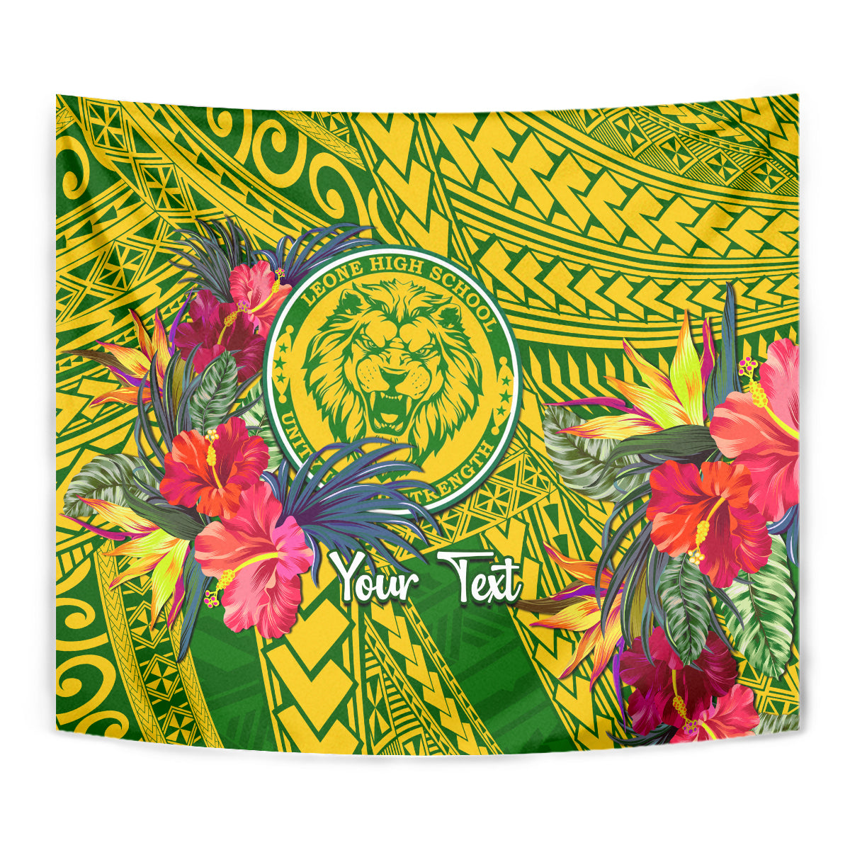 Personalised Leone High School Tapestry American Samoa Schools Polynesian Tropical Flowers - Wonder Print Shop